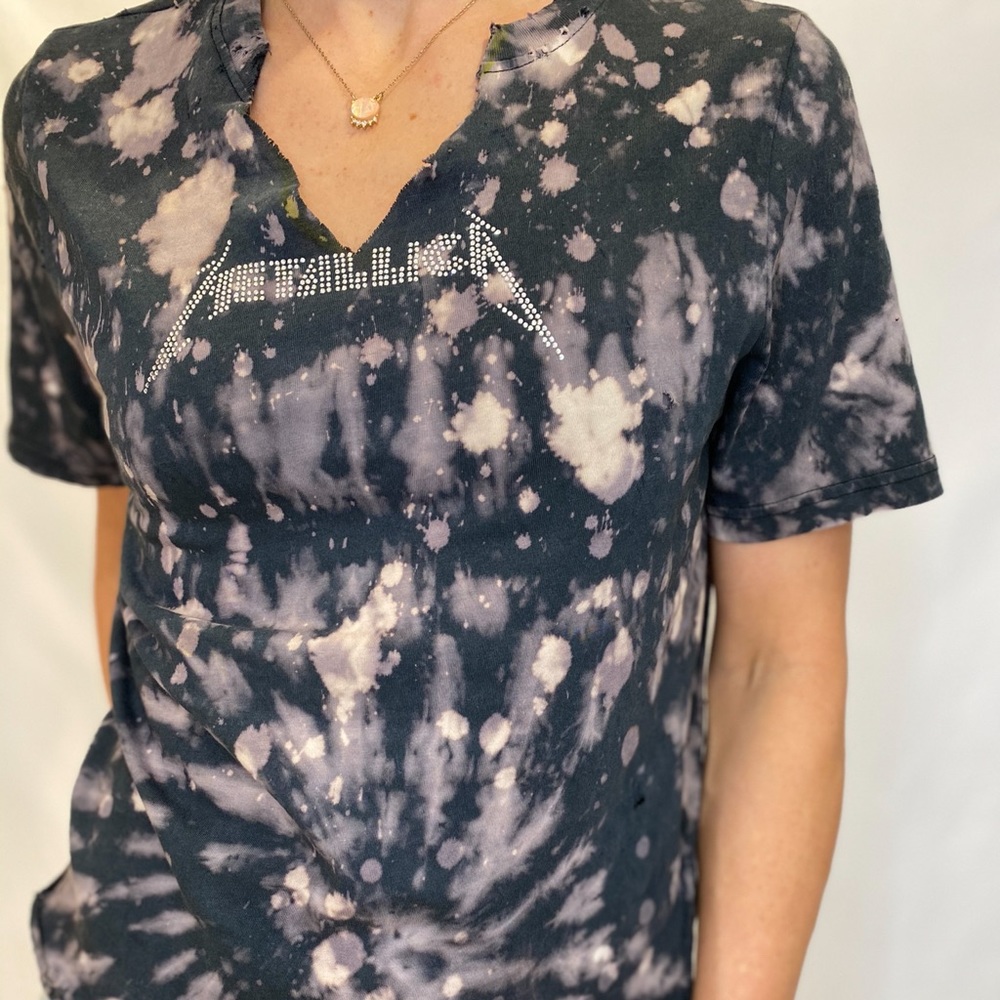 Custom tie dye distressed Metallica T shirt.